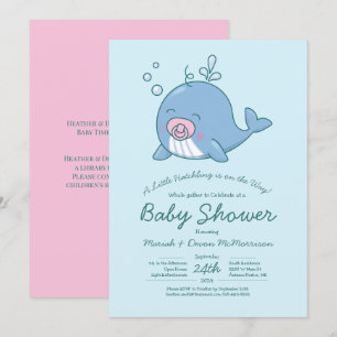 Chica de invitaciones de Cute Whale Baby Shower Ka