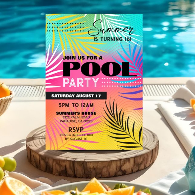 CHICA de invitaciones de grupo de personas jóvenes (POOL PARTY Invitation Girl Pool Party Invitation Editable Teen Girl Pool Party Birthday Invitation)