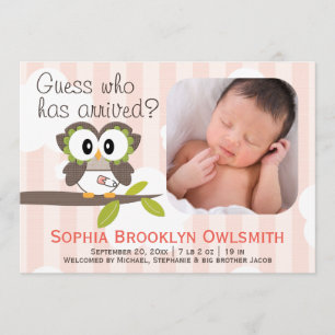 Chica de Invitaciones de Lechuza Bebé