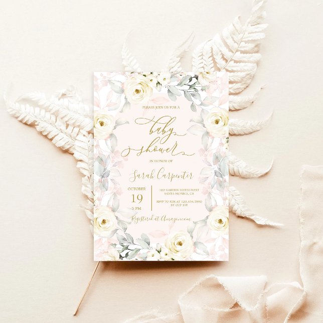 Chica de invitaciones de Rubor Baby Shower (Subido por el creador)