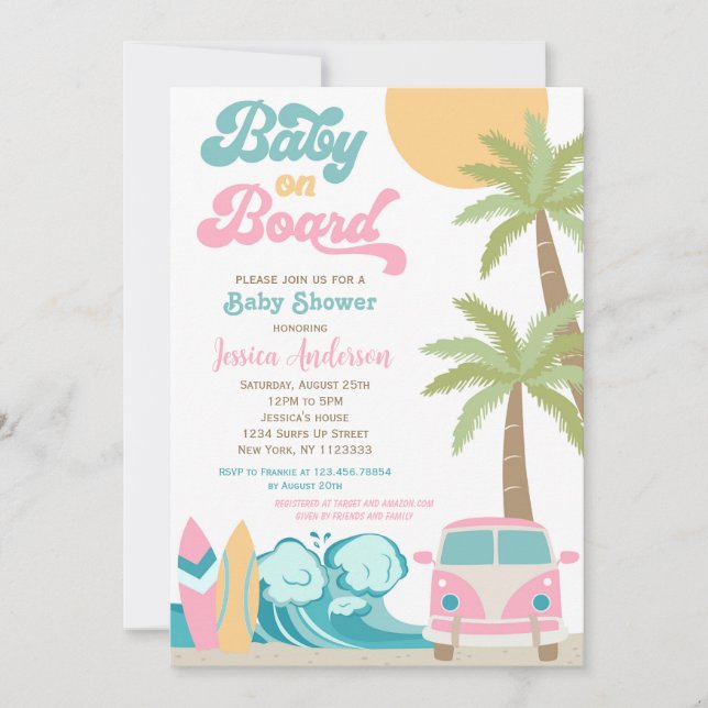 Chica de invitaciones para bebés a bordo (Anverso)