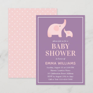 Chica de invitaciones para elefantes Baby Shower -