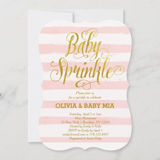 Chica de invitaciones por rociado de bebé Oro rosa (Anverso)