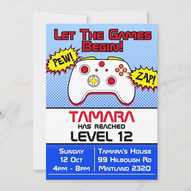 Chica de juegos cómic invitación a los 12 años (Anverso)