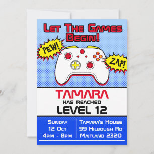 Chica de juegos cómic invitación a los 12 años