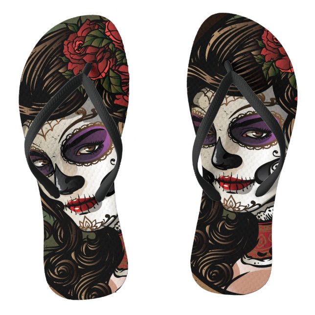 Chica de la Calavera Azucarada - Par de Chanclas (Plantilla)