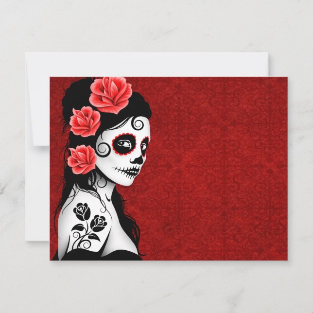 Chica de la Calavera del Azúcar Muerto - rojo (Anverso)