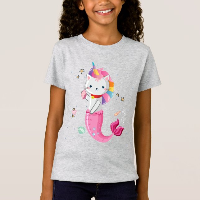 Chica de la camiseta del unicornio de la sirena (Anverso)