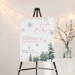 Chica de la ducha de bebé de signo de bienvenida