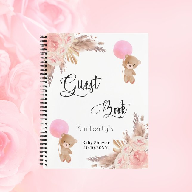 Chica de la ducha de bebé rosa pampas libro de inv (Subido por el creador)
