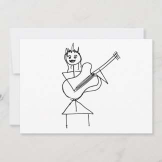 Chica de la figura de palo sonriente con bajo / gu