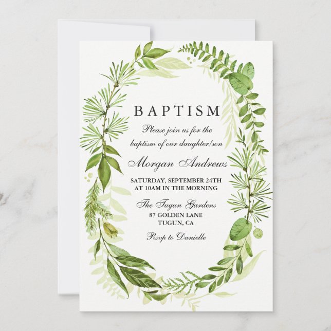 Chica de la hoja verde o invitación al bautismo de (Anverso)