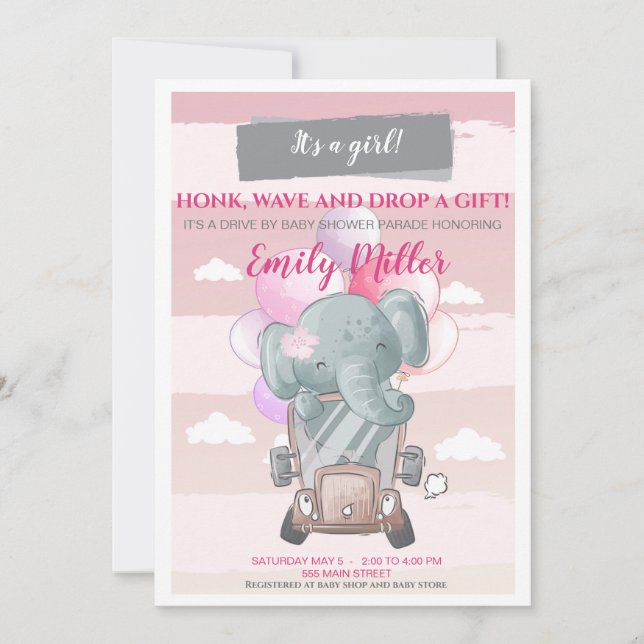 Chica de la invitación a la ducha de bebé (Anverso)