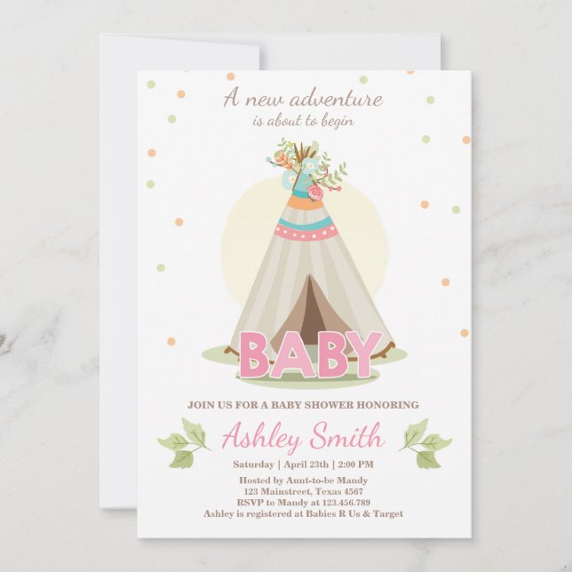 Chica de la invitación a la ducha de bebé de avent (Anverso)