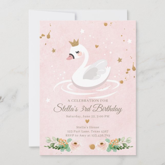 Chica de la invitación a los cumpleaños de Swan Pr (Anverso)