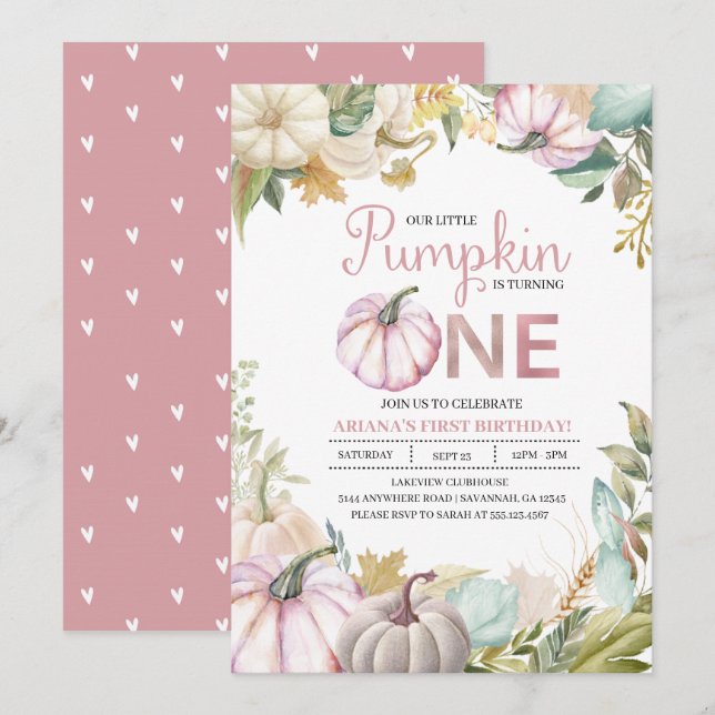 Chica de la invitación al primer cumpleaños de oto (Anverso / Reverso)