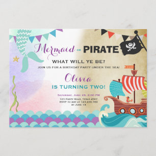 Chica de la invitación de cumpleaños Piratas y Sir