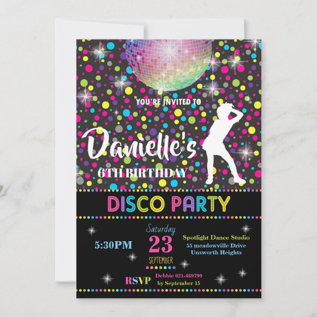 Chica de la invitación de la fiesta de cumpleaños (Anverso)