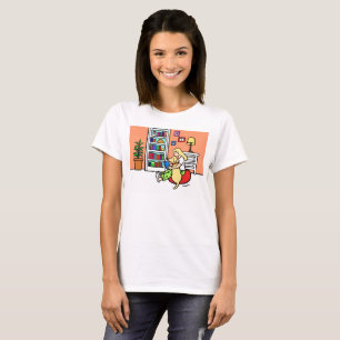 Chica de la lectura con una camiseta amarilla de