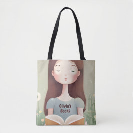 Chica de la lectura personalizada del libro Bolsa 