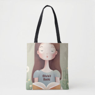Chica de la lectura personalizada del libro Bolsa 