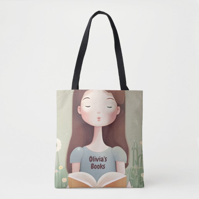 Chica de la lectura personalizada del libro Bolsa  (Anverso)