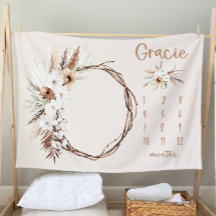 Chica de la manta de hito Boho - Month Blanket-Per