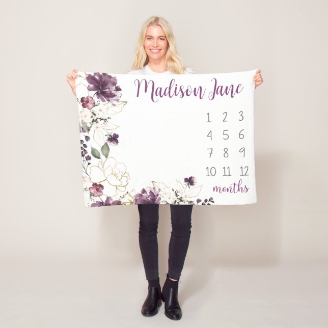 Chica de la manta morada del bebé floral de oro mo (In situ)