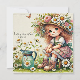 Chica de la margarita del niño de Dios