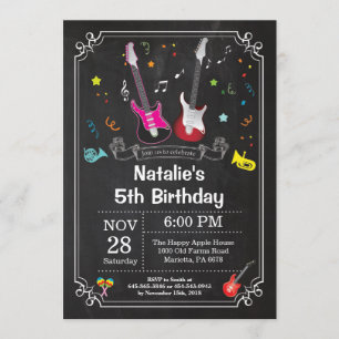 Chica de la música de la invitación del cumpleaños