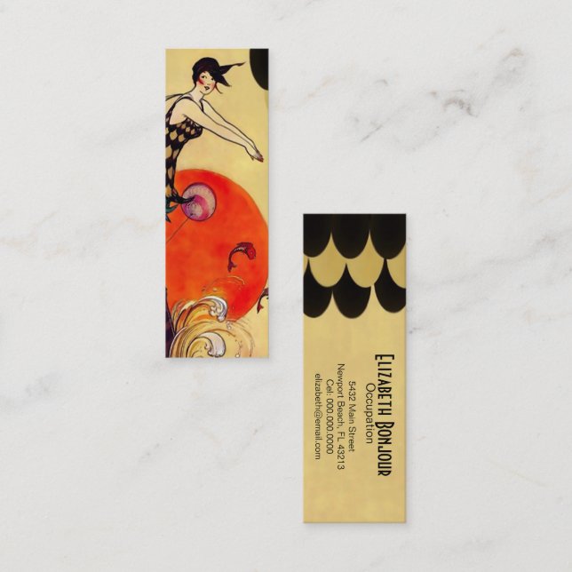 Chica de la natación - tarjeta de visita delgada (Anverso / Reverso)