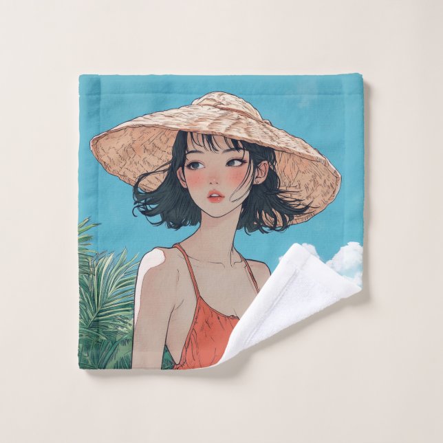 Chica de la playa de verano Anime Wash Cloth (Toallita)
