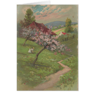 Chica de la primavera en un rastro de la ladera