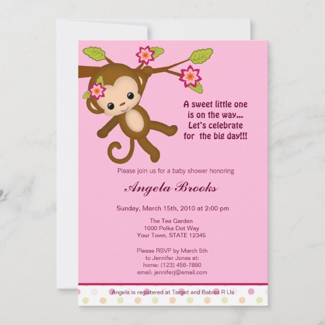 Chica de las invitaciones de Srta. Monkey Baby (Anverso)