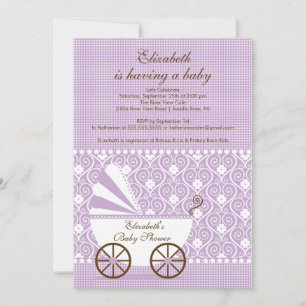 Chica de Lavanda de Invitación Baby Shower de tran