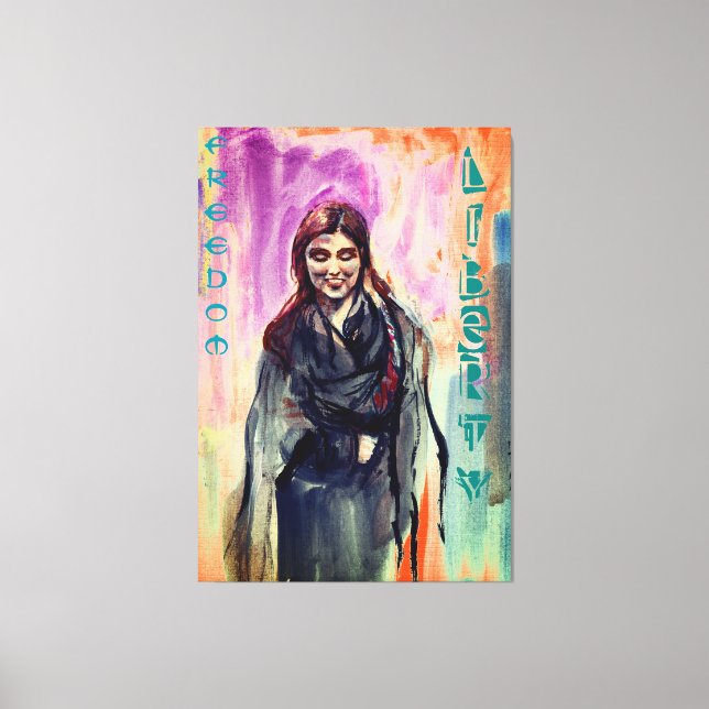 Chica de libertad en arte acuarela de Kimono (Anverso)