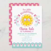Chica de Little Sunshine Invitación de cumpleaños 