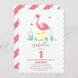 Chica de los flamencos rosados Tarjetas de cumplea