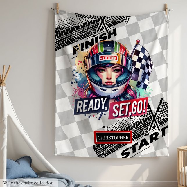 Chica de manta de Carreras suave conduciendo coche (Cute Racing Blanket Girl Driving Sport Car )