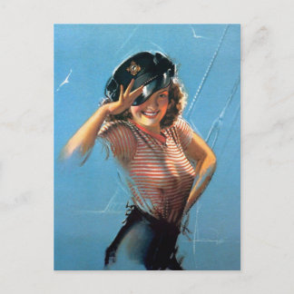 Chica de marinero Vintage Pin arriba postal chica