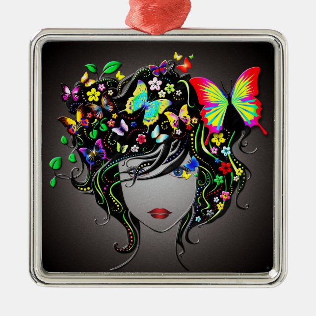 Chica de mariposa 1 Ornamento (Frente)