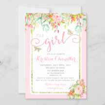 CHICA de mariposa MAGNET Rosa Floral Invitación al