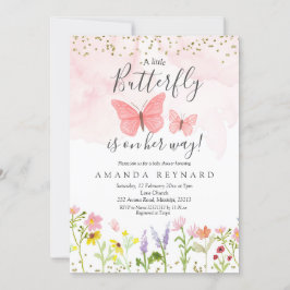 Chica de mariposa pequeña invitación a ducharse