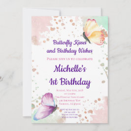 Chica de mariposa primera invitación a cumpleaños