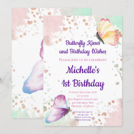 Chica de mariposa primera invitación a cumpleaños