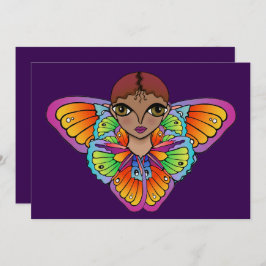 chica de mariposa Tarjeta de agradecimiento plana