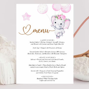 Chica de menú Elephant & Flower Baby Shower