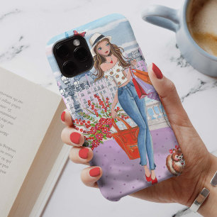 Chica de moda comercial París   Iphone 7 más Funda