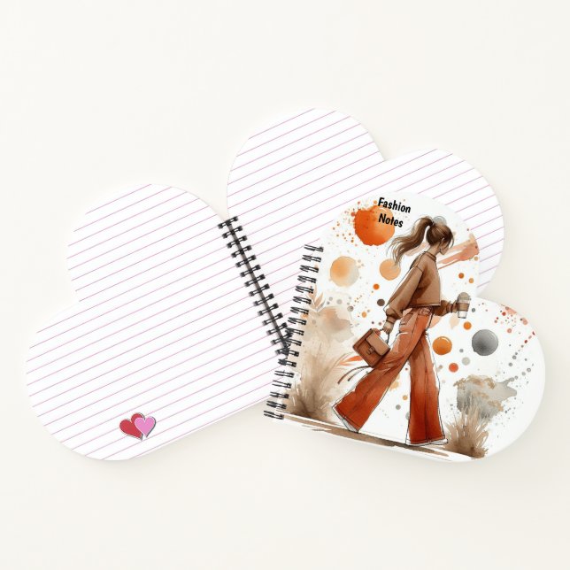 Chica de moda con diario de café (Interior)