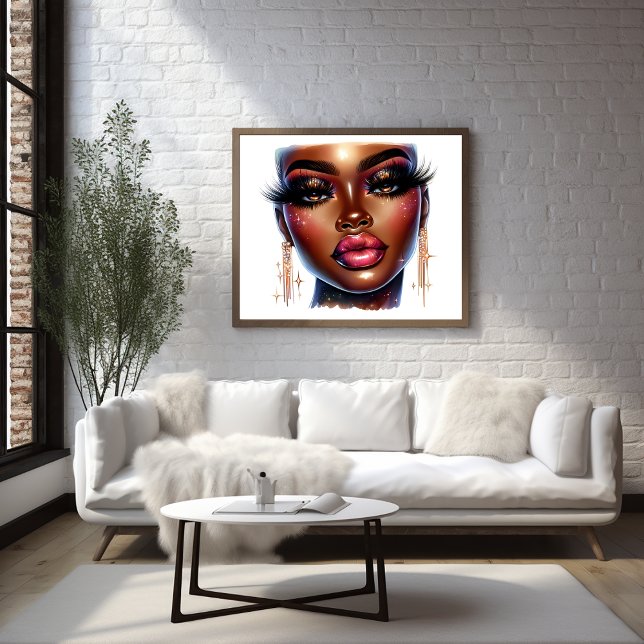 Chica de moda Melanin Moda de arte de la reina afr (Afro Queen Art Fashion Girl Melanin Magic Poster)